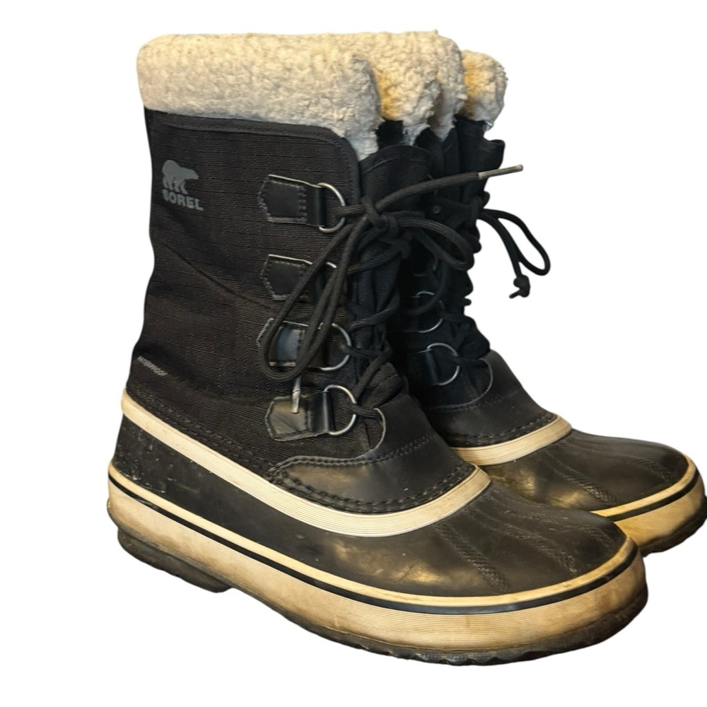 Sorel Winter Carnival Waterproof Snow Boot Size 9 Black Stone Insulated Warm